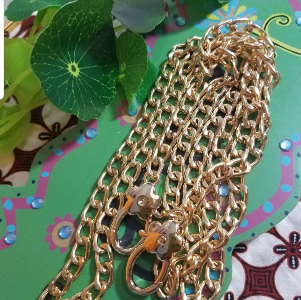 Crossbody Gold Chain, D Rings Rivets - Picture 3 of 4